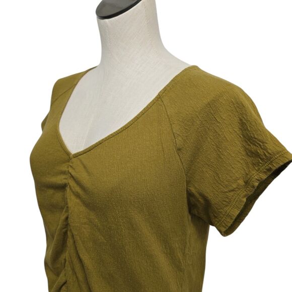 Madewell Knit Lightspun Ruched-Front Crop Top in Spiced Olive Green Size XS - Picture 11 of 14